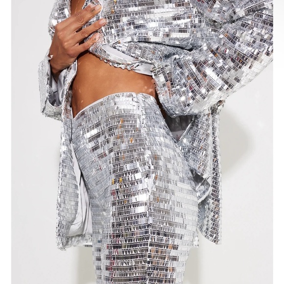 SIMON MILLER- SEQUIN ROBO PANT IN SATELLITE SILVER - Picture 4 of 10